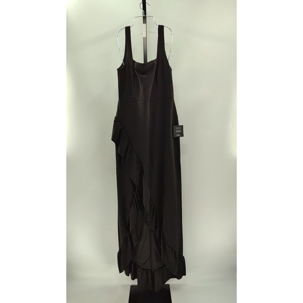NWT Lulu's Black Ruffle-Trim Maxi Dress